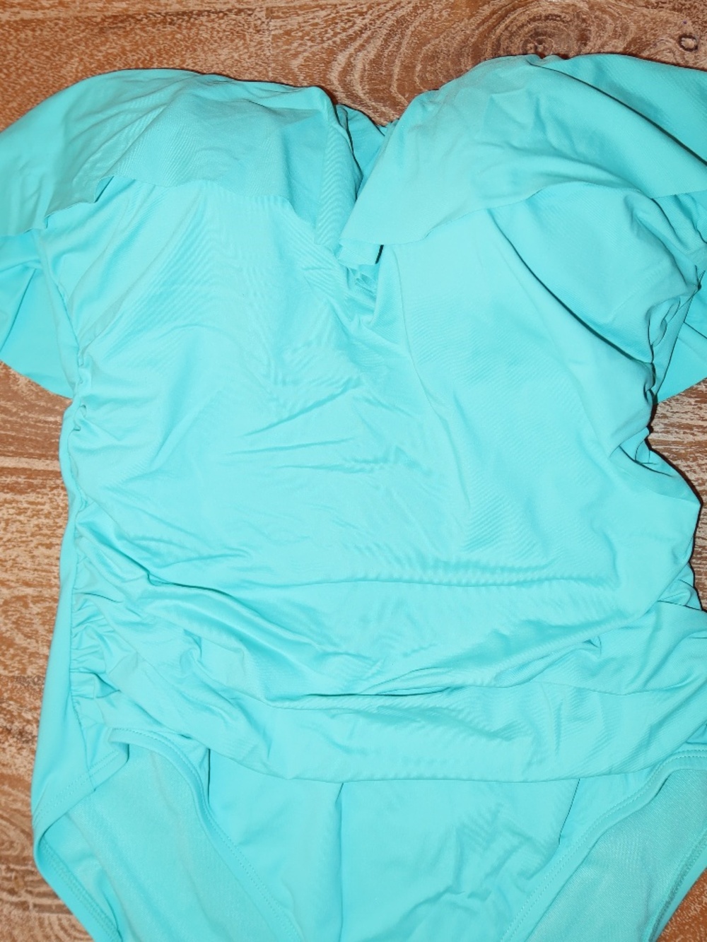 Women Turquoise One Piece Swimsuit Size 8 Halter/Bandeau